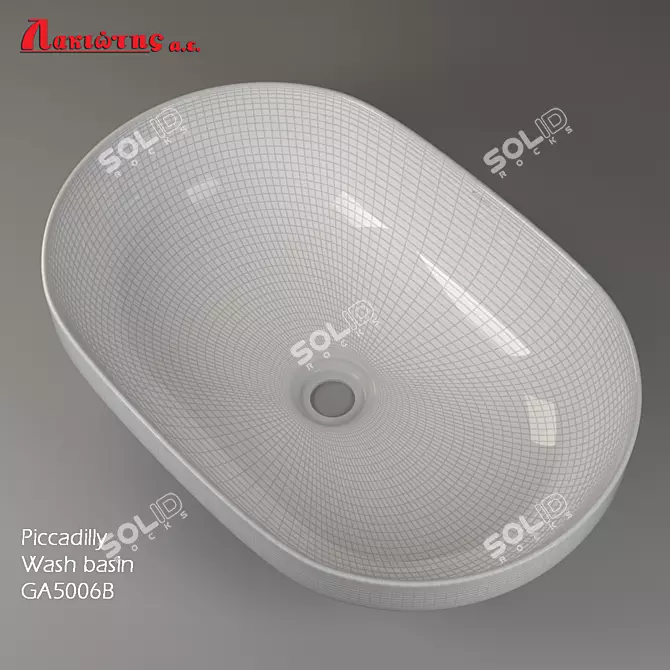 Elegant Piccadilly White Ceramic Wash Basin 3D model image 2