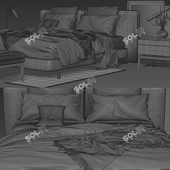 Elegant Minotti Tatlin Bed Set 3D model image 3