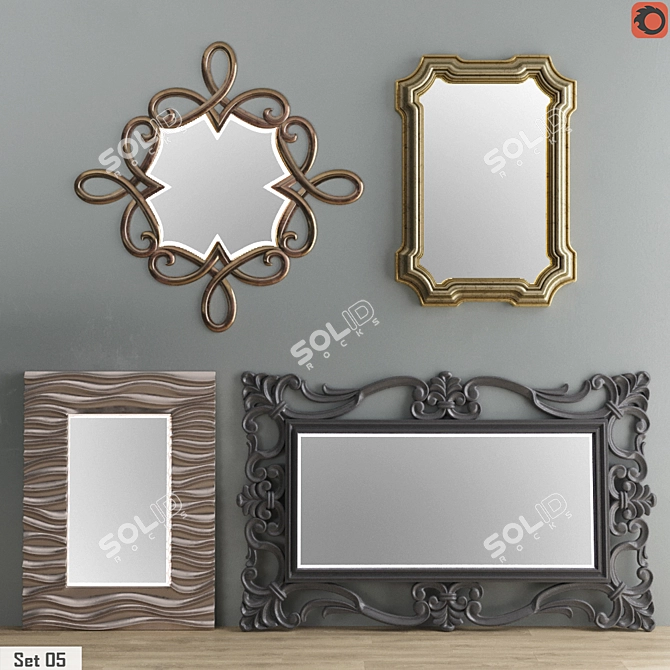 Elegant Mirror Collection Set for Luxurious Décor 3D model image 1