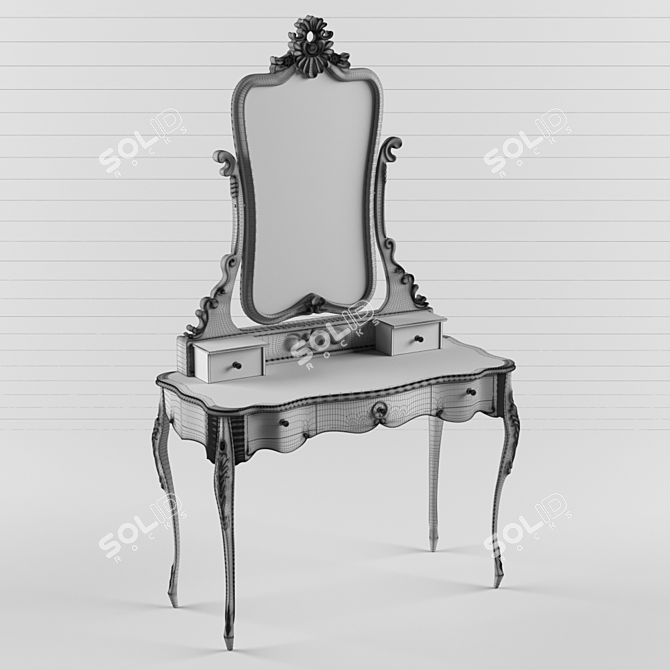 Elegant Solid Hardwood Dressing Table 3D model image 3