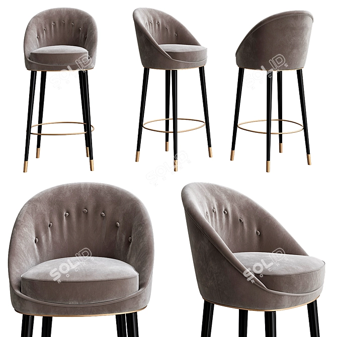 Exquisite Malay Bar Chair 3D model image 1