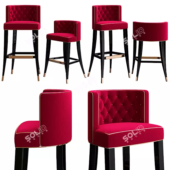 Elegant Bourbon Bar Chair 3D model image 1