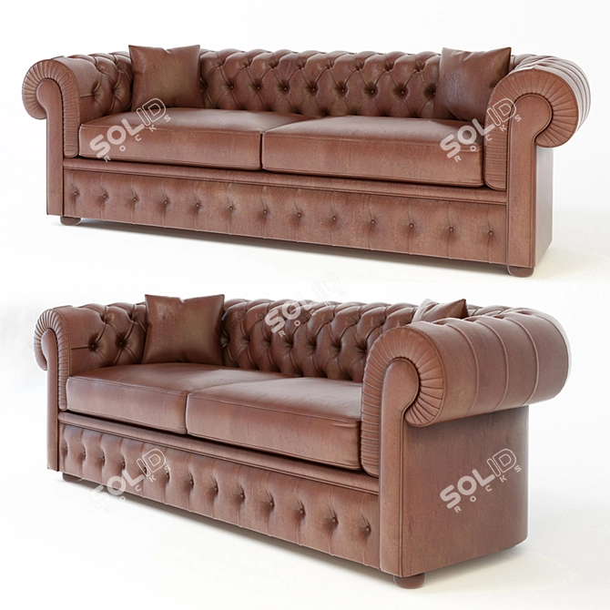 Luxury Chesterfield Sofa by Mantellassi 1926 3D model image 1