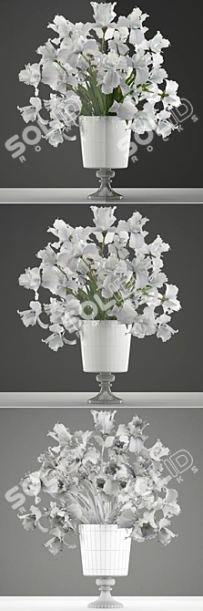 Elegant White Iris Bouquet 3D model image 3