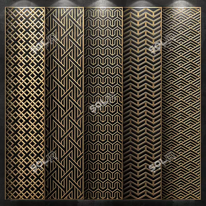 Elegant Brass Geometric Partition 3D model image 1