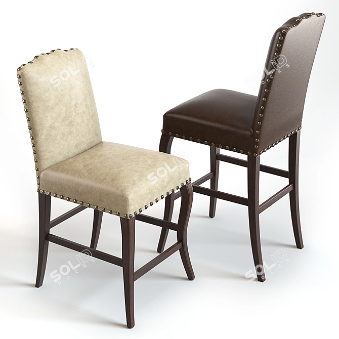 Stunning Pottery Barn Leather Barstool 3D model image 3