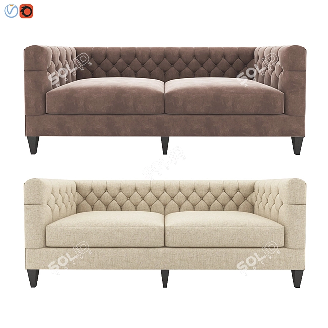 Beckett Berhardt Sofa: Modern Velvet Seating 3D model image 1