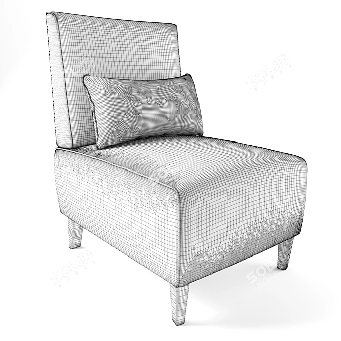 Elegant One-Pillow Armless Chair 3D model image 2