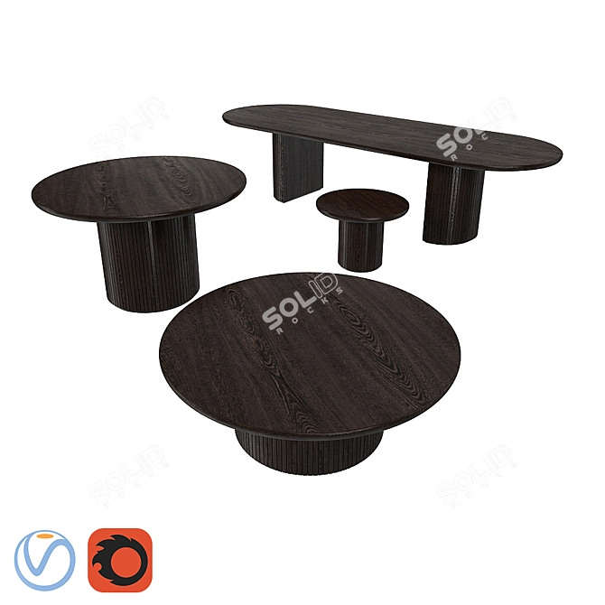 Gubi Moon Set: Stylish Tables in Various Sizes 3D model image 1