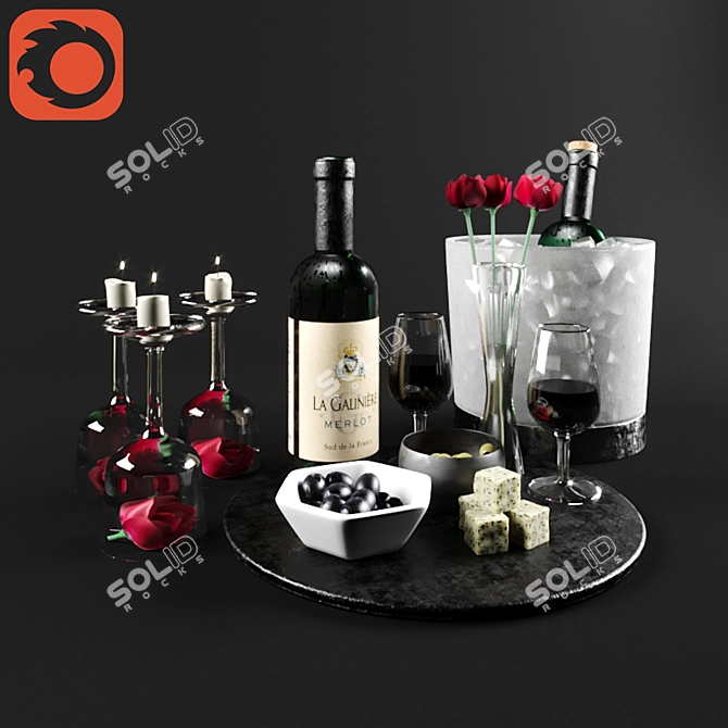 Deluxe Wine and Roses Set 3D model image 1