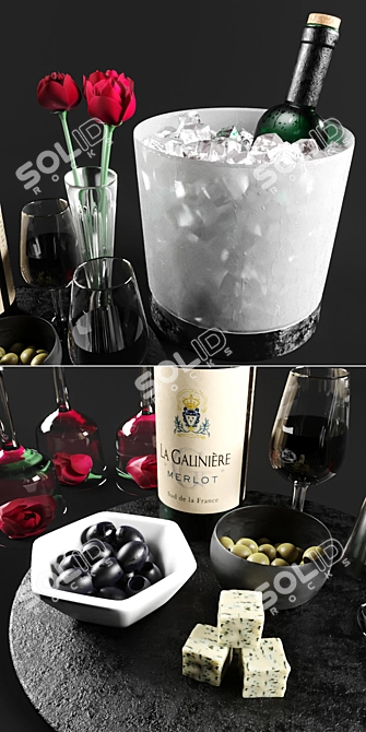 Deluxe Wine and Roses Set 3D model image 2