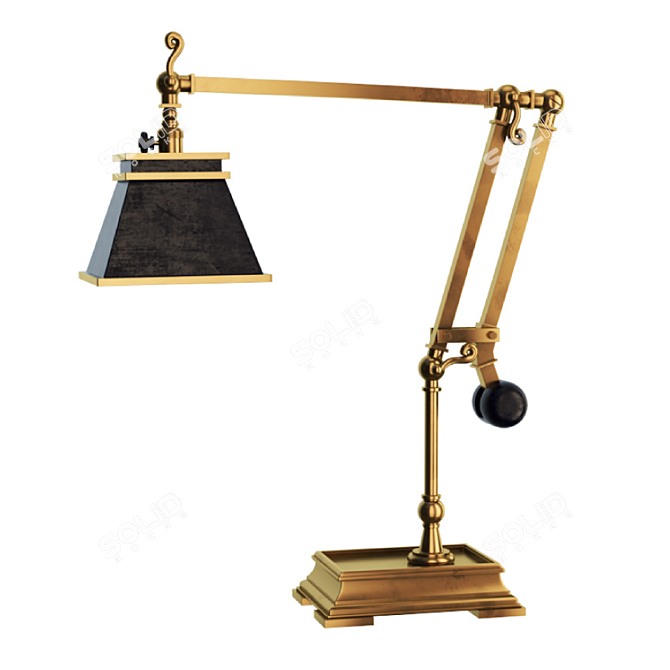 Antique Brass Engraver's Desk Lamp 3D model image 1