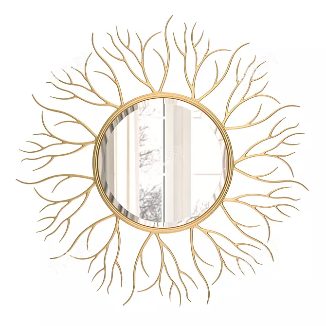 Golden Twig Mirror - Large Round 110 cm 3D model image 1