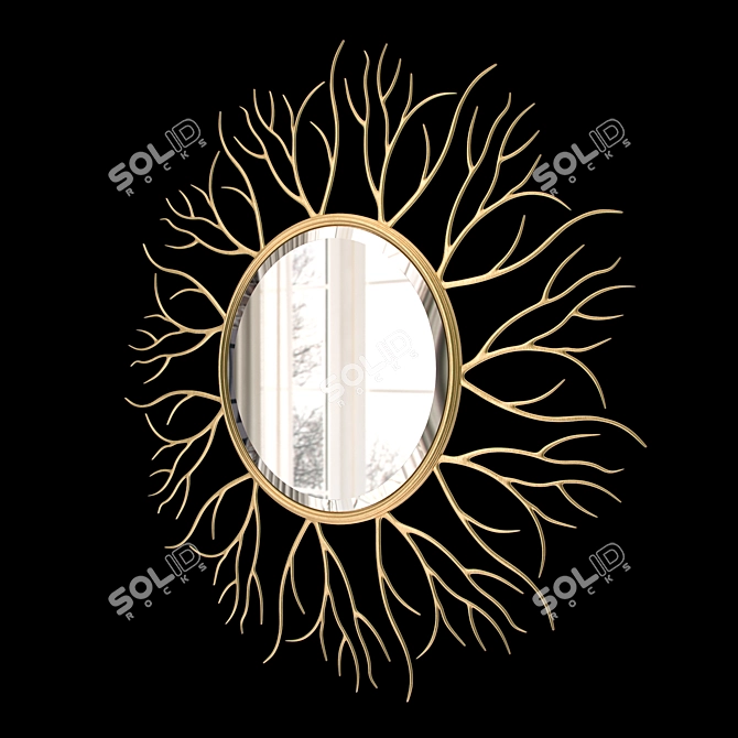 Golden Twig Mirror - Large Round 110 cm 3D model image 2