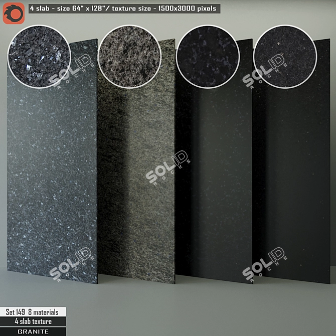 Premium Granite Slabs: 4-Piece Set, CORONA Renderer 3D model image 1