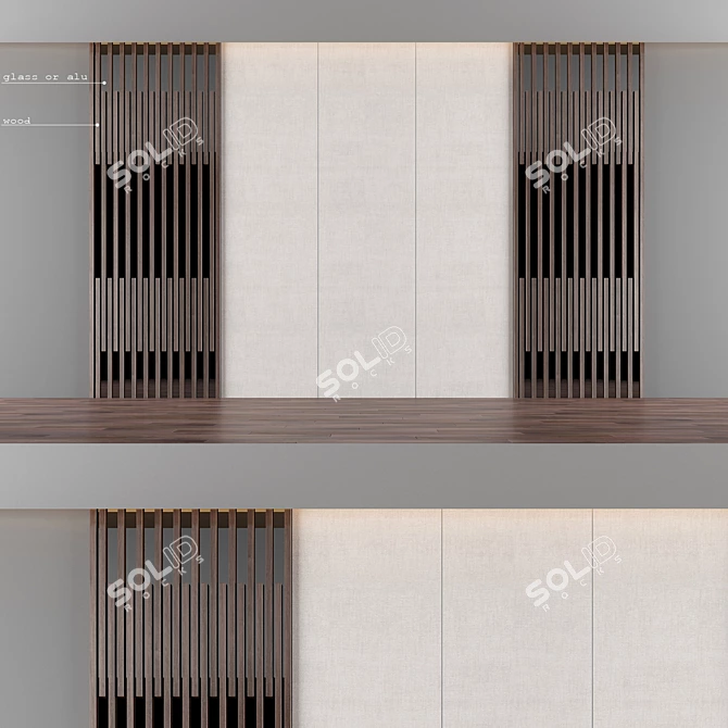 Elegant Wood Panel and Cloth 3D model image 1