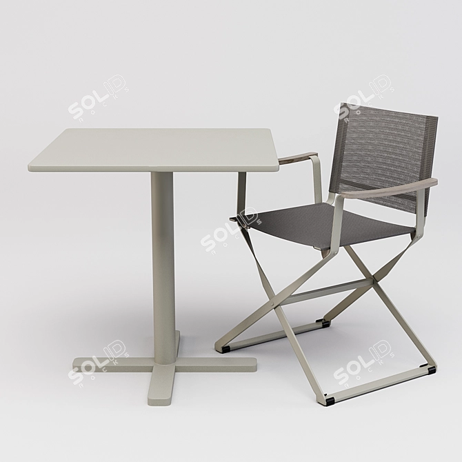 Emu Ciak Directors Chair & Darwin Folding Square Table 3D model image 1