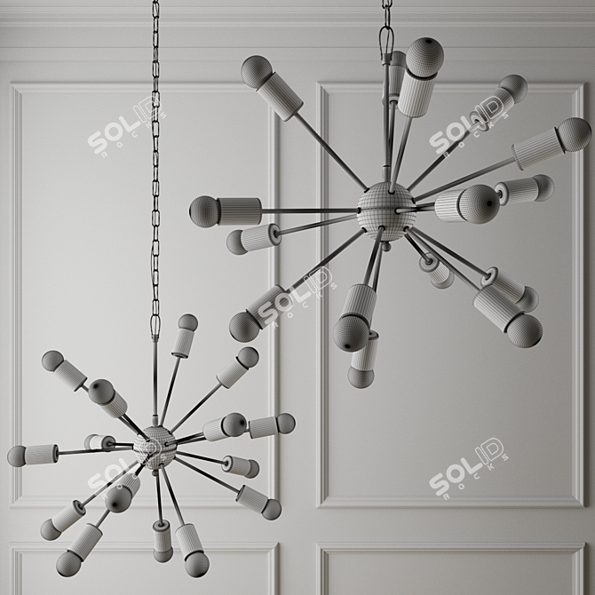 Industrial Sputnik Chandelier 3D model image 2