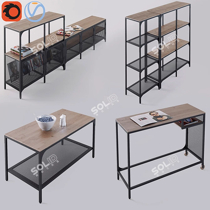 Modern Scandinavian Furniture Collection: Ikea Fjellbo 3D model image 1