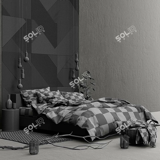 Sleek H&M Bedroom Set 3D model image 3