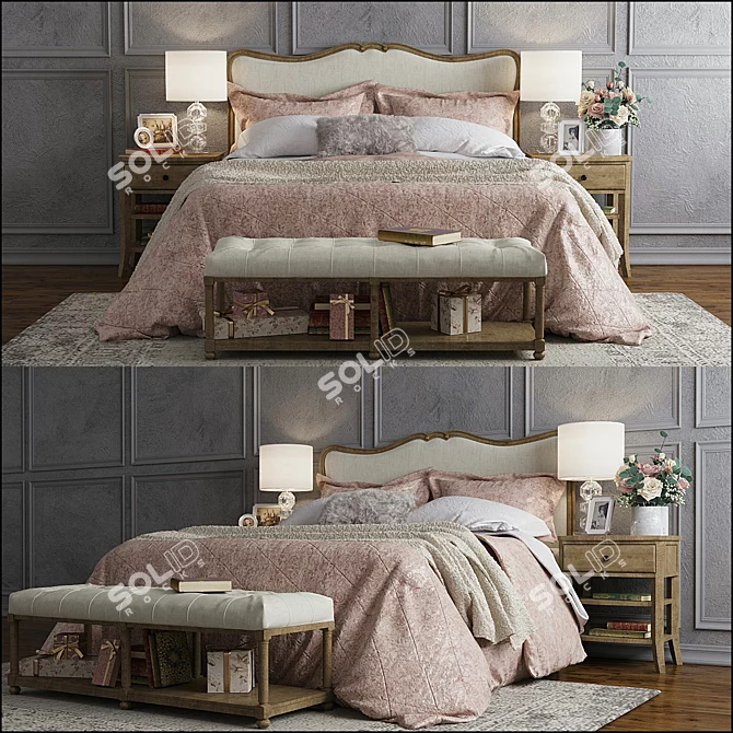 Elegant Claremont Bed from Pottery Barn 3D model image 1