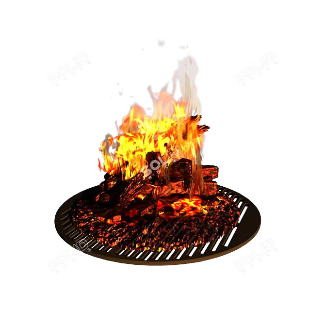 Rustic Cast Iron Fire Pit 3D model image 1