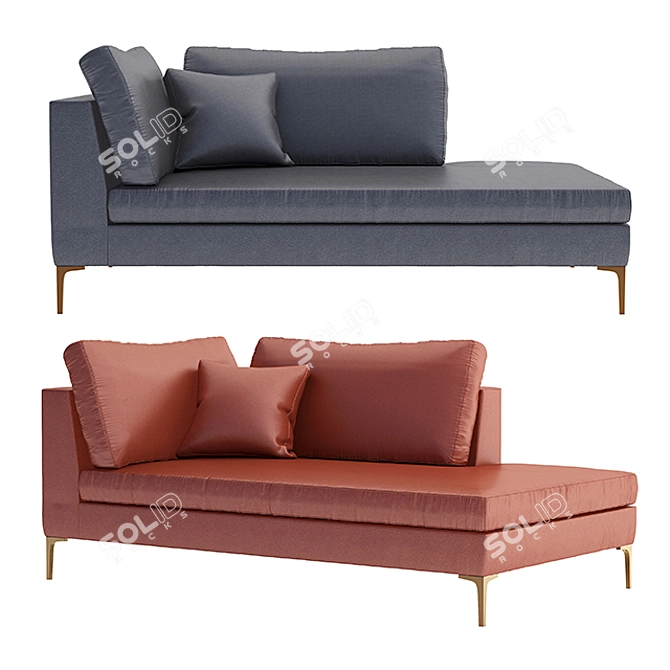 Luxury Velvet Edlyn Sectional 3D model image 1