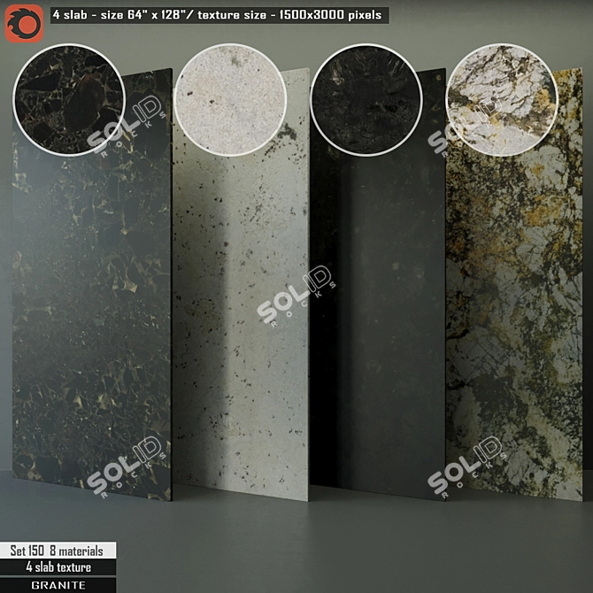 Luxury Granite Slabs: 4-Piece Set 150 3D model image 1