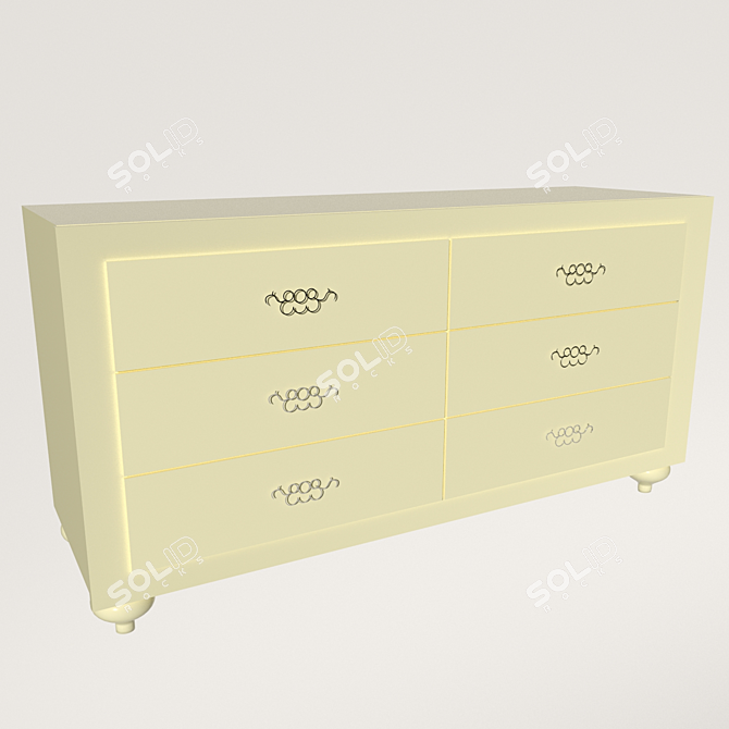 Classic Rectangular Bureau - FRATELLI BARRI Palermo Collection 3D model image 1