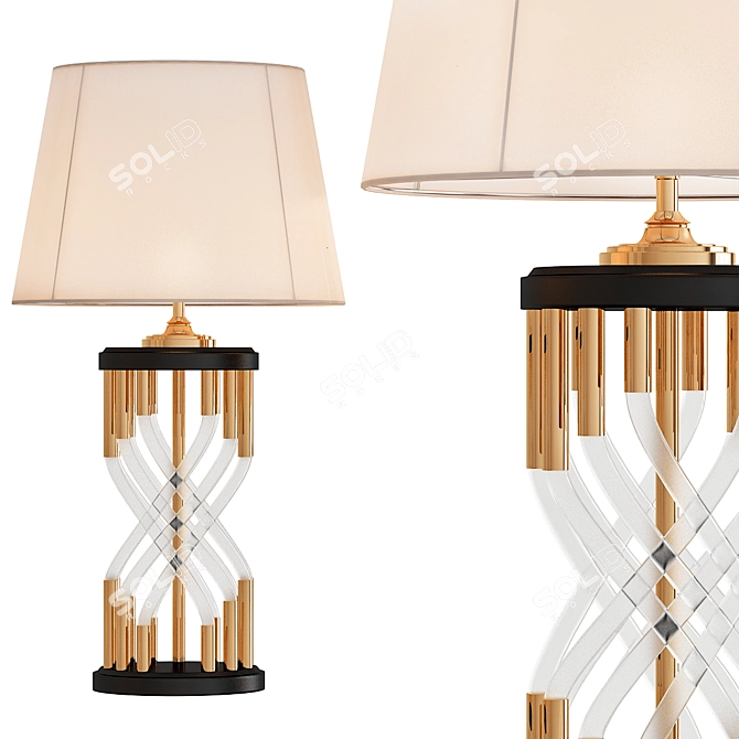 Retro Braided Lucite & Brass Lamps 3D model image 1