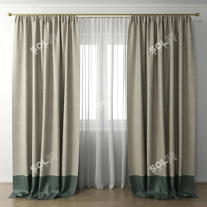 Elegant Window Drapes 3D model image 1