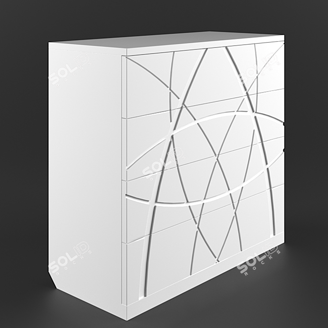 Glossy White Chest of Drawers 3D model image 1