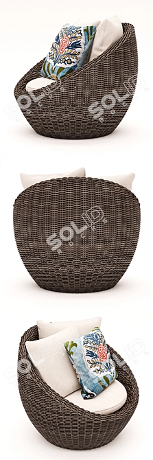 Torrey Wicker Papasan Chair, Espresso 3D model image 2