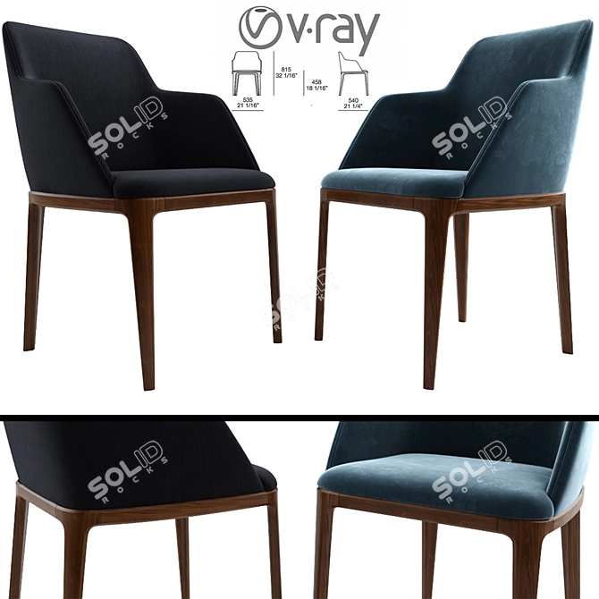 Elegant Poliform Grace Armchair 3D model image 1