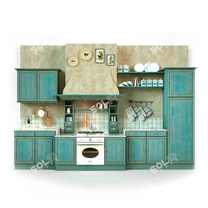 Granduca Cuisine: Elegant Italian Kitchen Set 3D model image 1