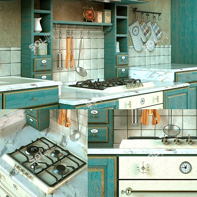 Granduca Cuisine: Elegant Italian Kitchen Set 3D model image 2