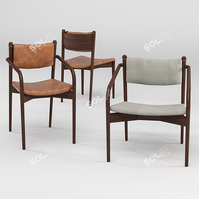 Elegant Dutchbone Torrance Chairs 3D model image 1