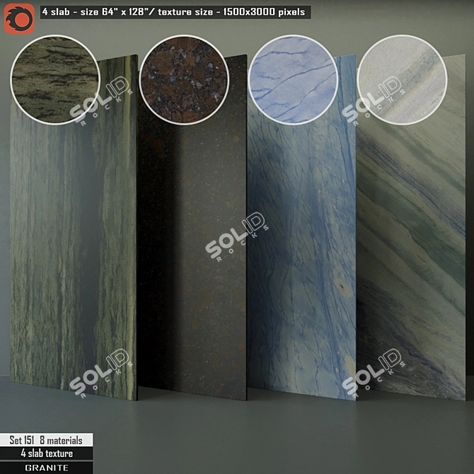 Luxury Granite Slab Set 3D model image 1