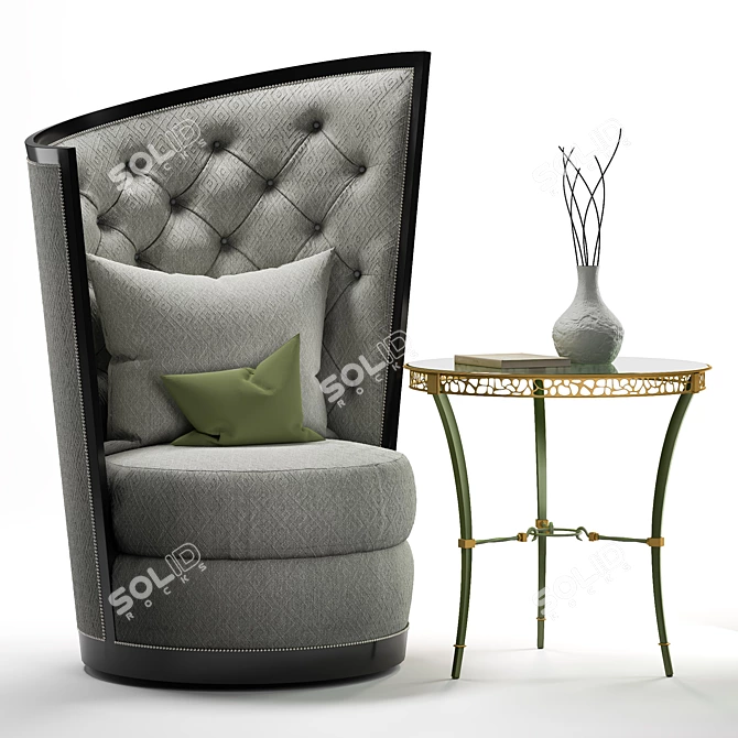 Elegant Calypso Chair & Bolero End Table 3D model image 1