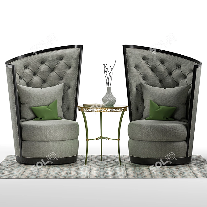 Elegant Calypso Chair & Bolero End Table 3D model image 2
