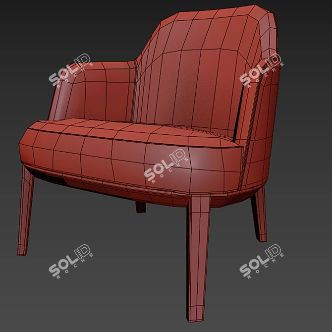 Modern Jane Armchair with Poliform Metal Base 3D model image 2