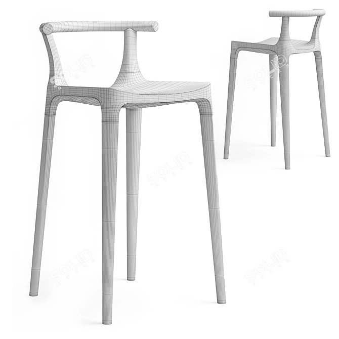 Sleek Beech Stool - Elka 3D model image 3