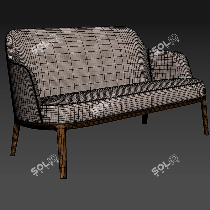 3dsmax 2015 Jane Fabric Small Sofa Wood Base 3D model image 2