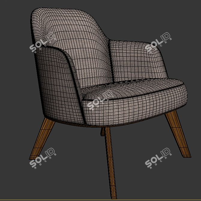 Jane Fabric Armchair - Poliform Wood Base 3D model image 2