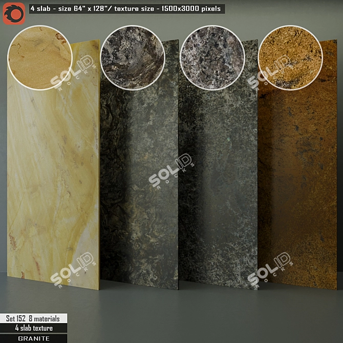 Elegant Granite Slab Set 3D model image 1