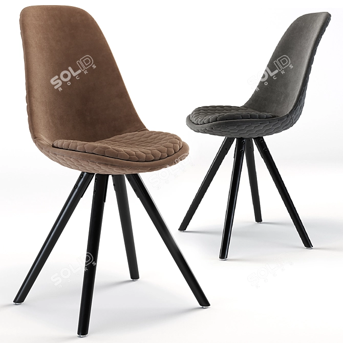 Julia Grup CC0224CWQ11 - LARS Brown Wooden Leg Chair 3D model image 1