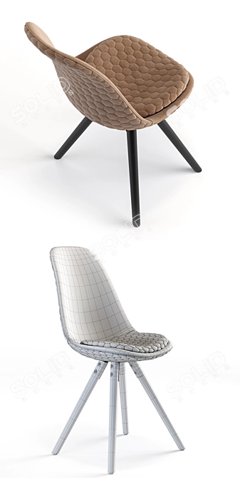 Julia Grup CC0224CWQ11 - LARS Brown Wooden Leg Chair 3D model image 3