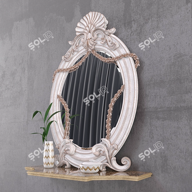 Sleek & Stylish Wall Mirror 3D model image 1