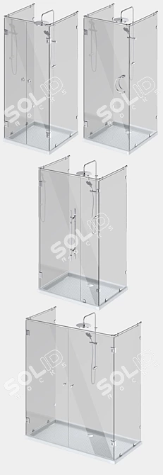 Sleek Glass Shower Cabins with Designer Handles 3D model image 2