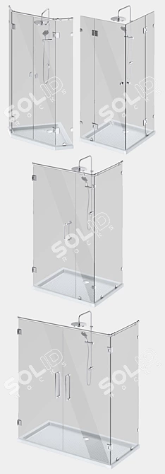 Designer Angled Glass Shower Cabins 3D model image 2